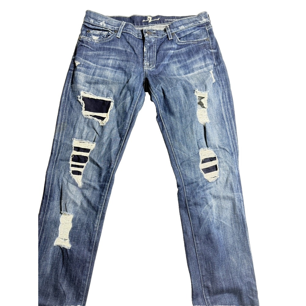 7 For All Mankind Roxanne Jeans Womens 30 Distressed Medium Wash Skinny Denim